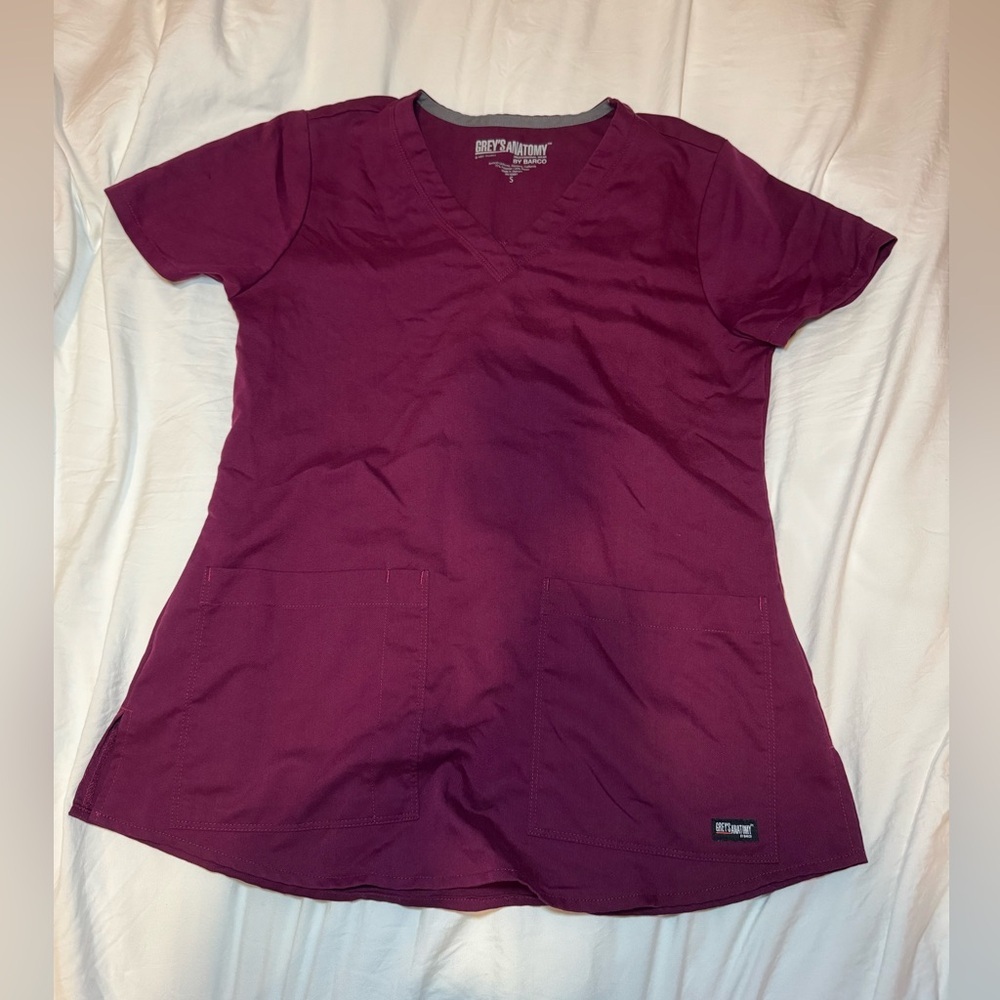 Grey's Anatomy Plum V-Neck Short Sleeve Scrub Top